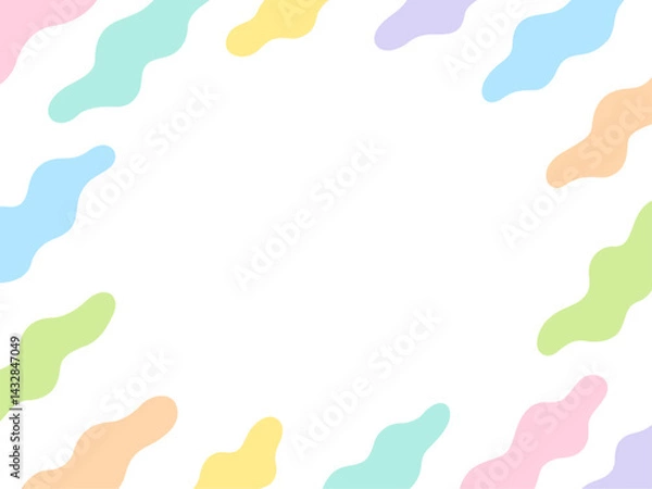 Obraz カラフルな右上がりの雲型の不定形のフレーム