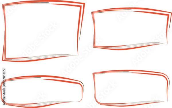 Obraz red colorful abstract geometrical line art curved frames set