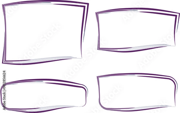 Obraz dark purple blue colorful abstract geometrical line art curved frames set