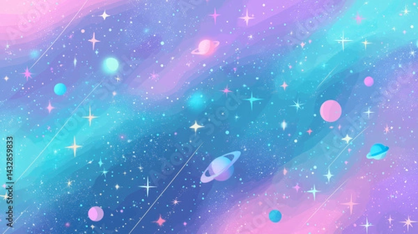 Fototapeta Pastel galaxy patterned background illustration 