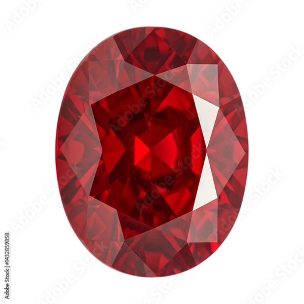 Fototapeta Close-up Shot of a Round Cut Ruby Gemstone Isolated on Transparent Background