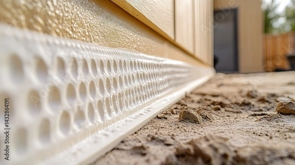 Obraz Close-up of high-density foam drainage board affixed to foundation wall