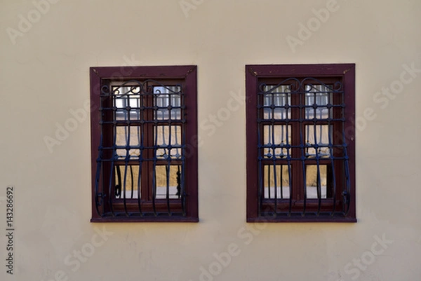 Fototapeta Restored Ottoman House's Windows in Eskisehir, Turkey
