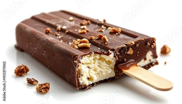 Obraz Delicious Chocolate Covered Ice Cream Bar with Nuts a perfect summer treat