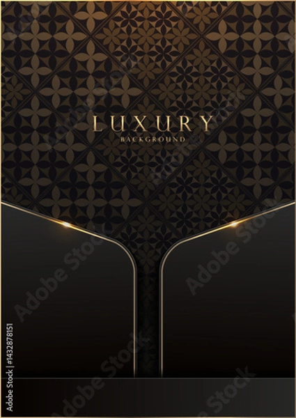 Fototapeta Elegant black and gold abstract background, suitable for luxury invitation cards, banners, boutique website, mockup design, premium vector art, not created by AI