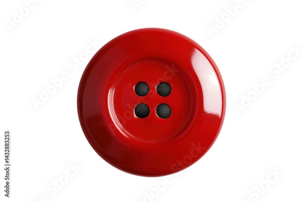 Fototapeta Red Sewing Button Accessory on White