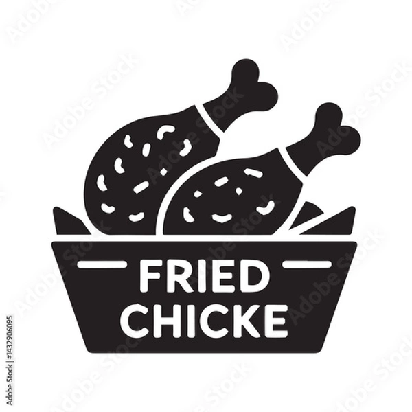 Fototapeta Black Fried Chicken Icon Vector on White Background