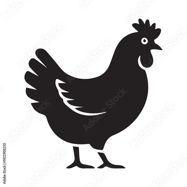 Fototapeta Black Icon Chicken Vector Clean White Background