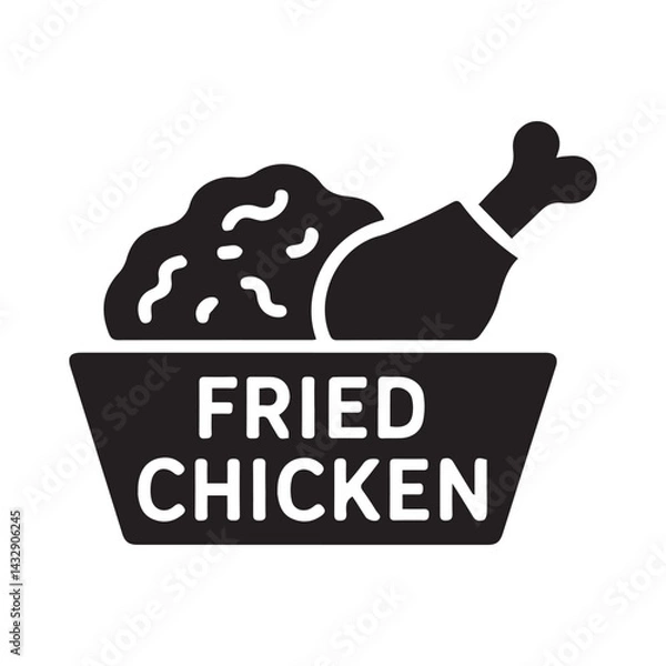 Fototapeta Black Fried Chicken Vector Icon on Plain Background