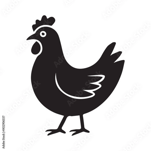 Fototapeta Black Icon Fried Chicken Vector Clean White Background