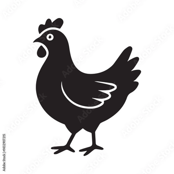 Fototapeta Vector Icon of Fried Chicken Black and White