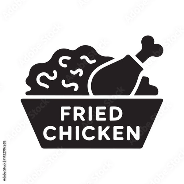 Fototapeta Vector Illustration of Fried Chicken in Black Color