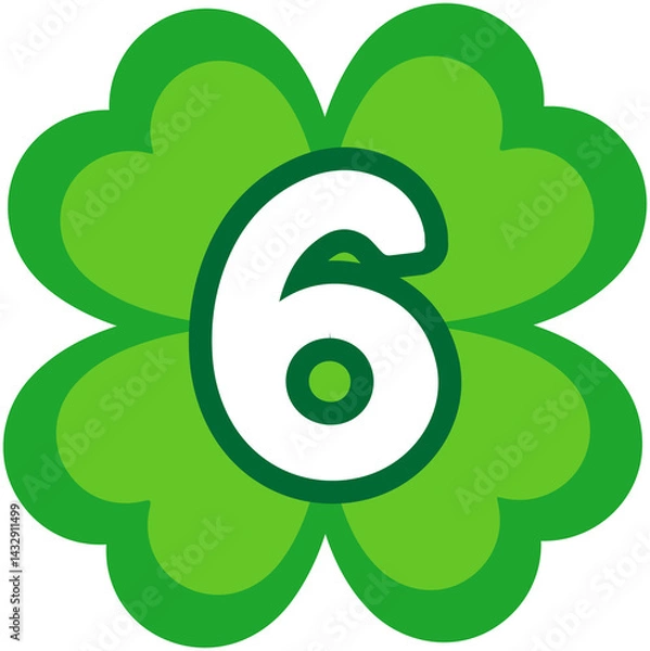 Fototapeta Four Leaf Clover Shape Number 6
