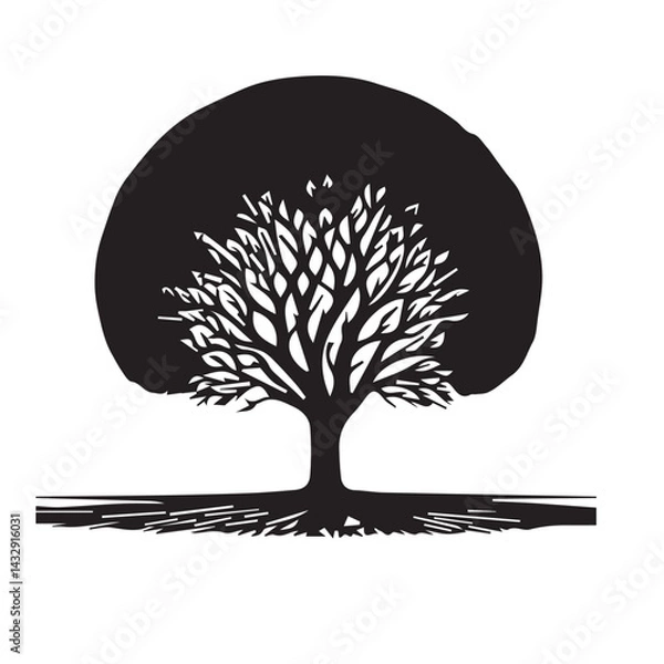 Obraz "Vector Set of Tree Silhouettes – Forest, Woodland, and Nature Elements Collection"

