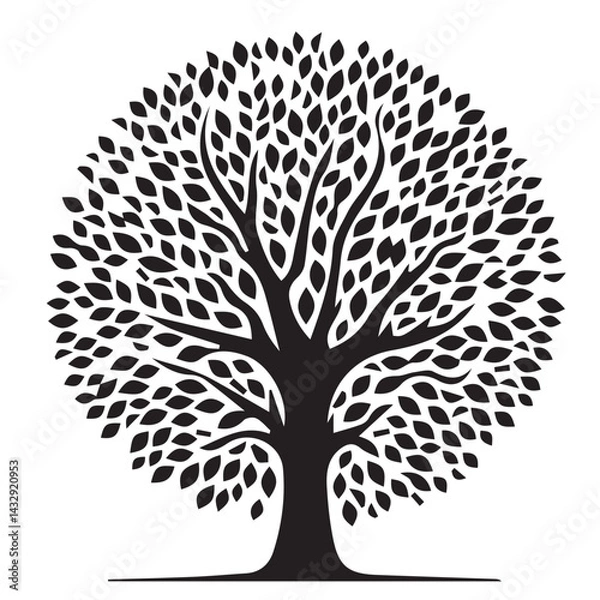 Obraz "Vector Set of Tree Silhouettes – Forest, Woodland, and Nature Elements Collection"

