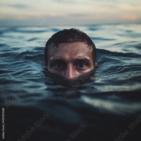 Obraz portrait of a man in sea 