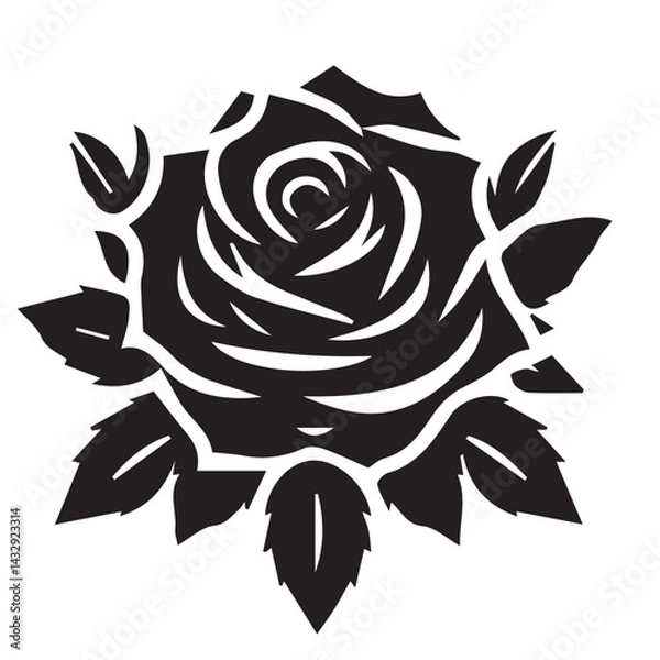 Obraz "Vector Set of Black Rose Silhouettes – Floral Graphic Elements for Tattoo, Gothic, and Romantic Design"