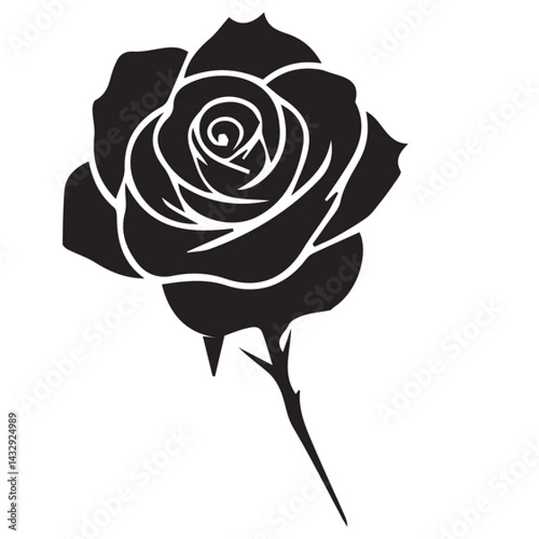 Obraz "Vector Set of Black Rose Silhouettes – Floral Graphic Elements for Tattoo, Gothic, and Romantic Design"