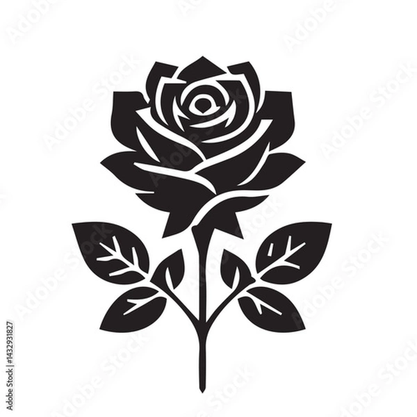 Obraz "Vector Set of Black Rose Silhouettes – Floral Graphic Elements for Tattoo, Gothic, and Romantic Design"