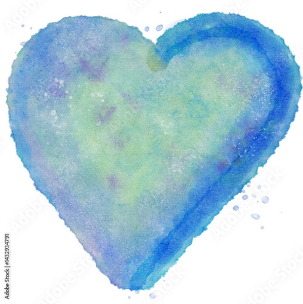 Obraz Colorful blue watercolor splash stain love background for textures