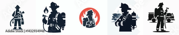 Obraz vector of firefighter silhouette.