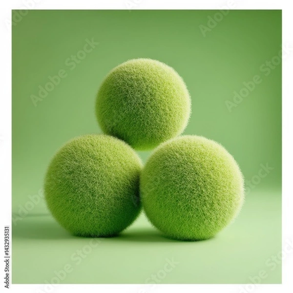 Fototapeta Three fuzzy green spheres