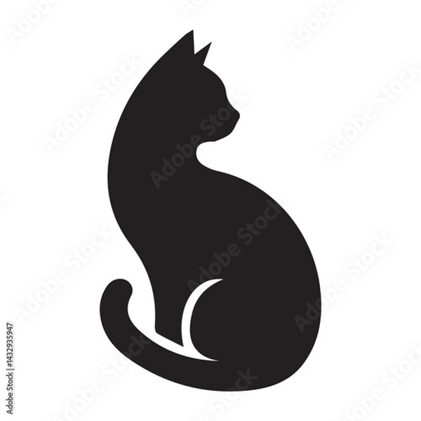 Obraz "Vector Set of Black Cat Silhouettes – Halloween, Mystical, and Feline Design Elements"