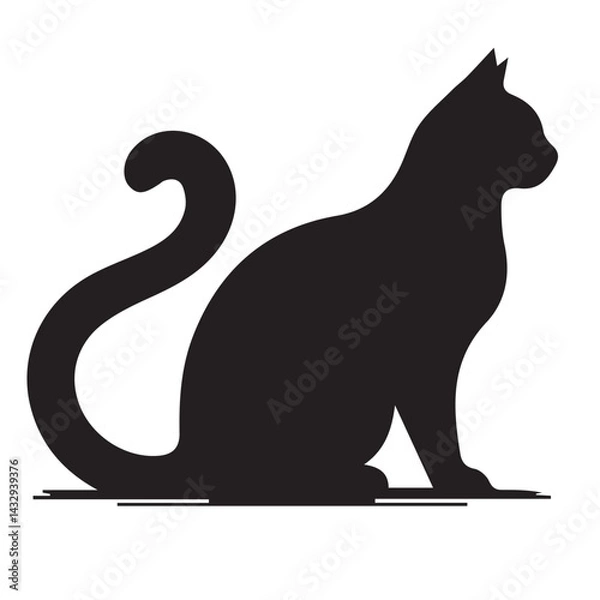 Obraz "Vector Set of Black Cat Silhouettes – Halloween, Mystical, and Feline Design Elements"
