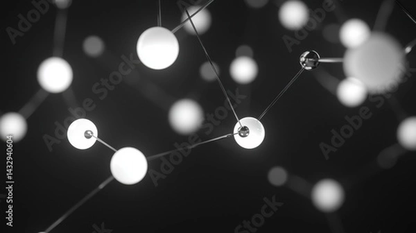 Fototapeta A network of glowing spheres connected by thin lines.