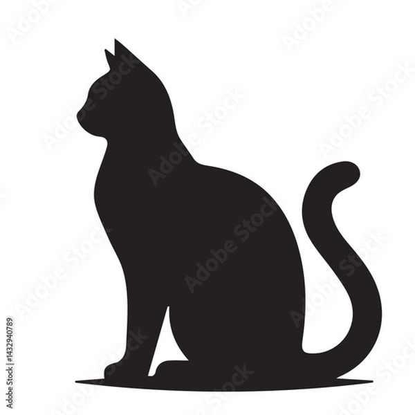 Obraz "Vector Set of Black Cat Silhouettes – Halloween, Mystical, and Feline Design Elements"