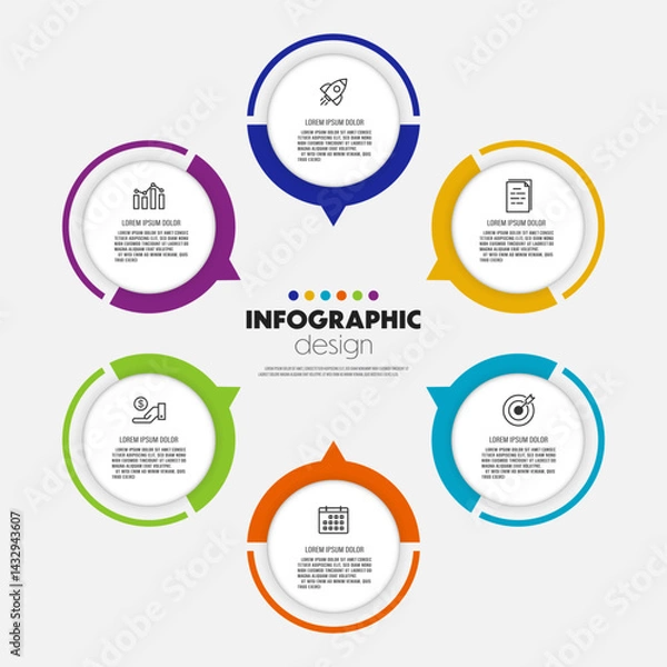Fototapeta Infographic circle template diagrame. Business concept 5 step for presentation