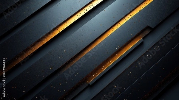 Fototapeta Striking Diagonal Lines of Dark Gray with Gold Accents