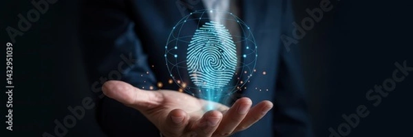 Obraz Holographic fingerprint displayed in a hand.
