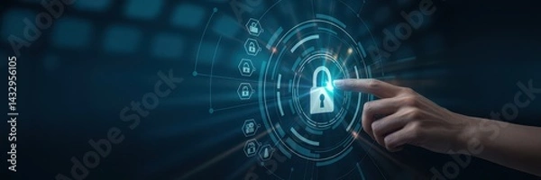Obraz Interactive digital interface showing security lock.