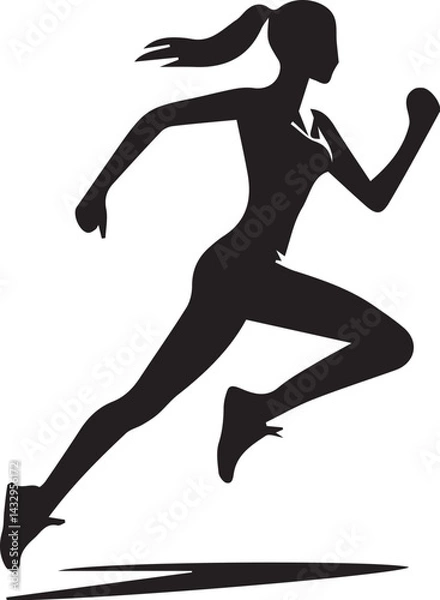 Obraz "Vector Set of Runner Woman Silhouettes – Athletic, Fitness, and Active Lifestyle Design Elements"