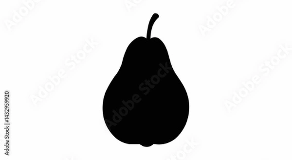 Fototapeta Pear Black Vector Silhouette 2D Icon White Background