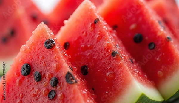 Fototapeta Juicy Watermelon Slices Covered in Water Droplets
