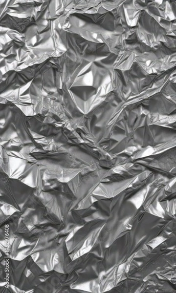 Fototapeta Crumpled silver foil, metallic texture, shiny backdrop,  foil,  pattern,  silver texture