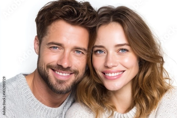 Fototapeta Smiling Man and Woman with White Teeth