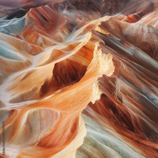 Obraz relentless dance of wind erosion gracefully reveals intricate tapestry of earth's layers and textures, inviting us to embark on a mesmerizing journey through captivating chronicles of geological trans