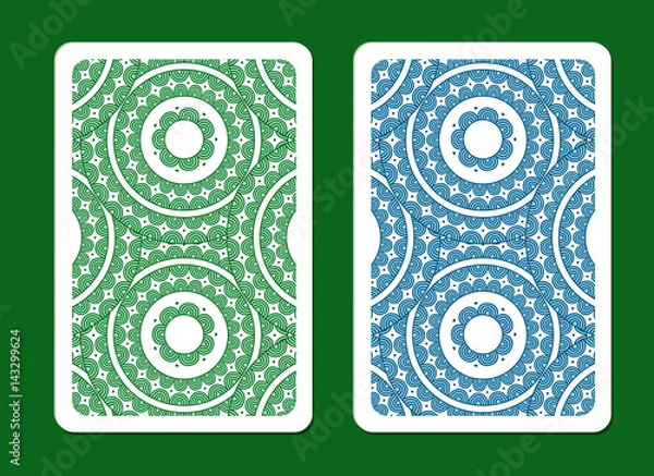 Obraz Playing card back side designs. Green and blue color card.