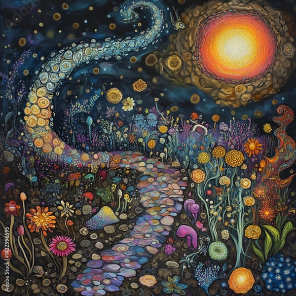 Obraz vibrant concept of symbiosis and collaboration dances through depiction of a soil worm, showcasing harmonious symphony of all organisms uniting to uphold delicate equilibrium of our beloved planet 