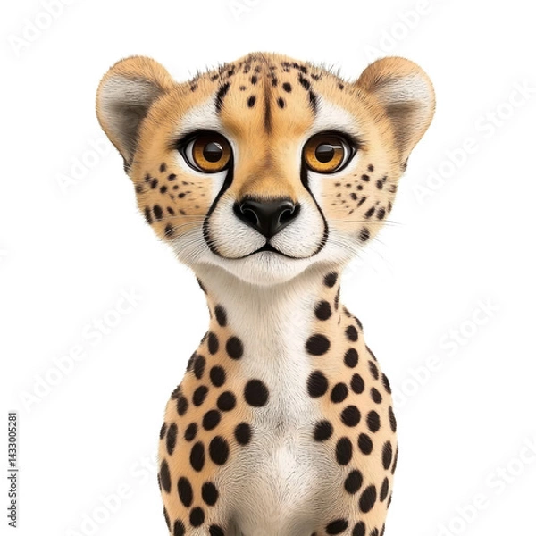 Fototapeta cheetah cub portrait on transparent background