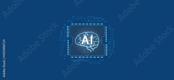 Fototapeta AI Processor Vector Icon for Website. Small AI CPU Icon Design in Flat Style. AI CPU and Artificial Intelligence. Business Concept. Modern Technology. Internet and Network.