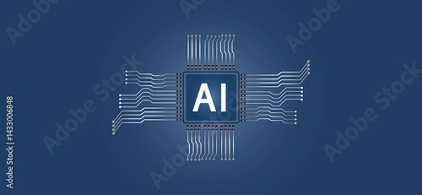 Fototapeta AI Processor Vector Icon for Website. Small AI CPU Icon Design in Flat Style. AI CPU and Artificial Intelligence. Business Concept. Modern Technology. Internet and Network.