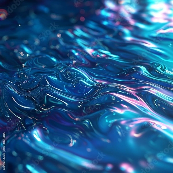 Fototapeta Vibrant reflections of light on a flowing body of water at night creating a mesmerizing visual experience