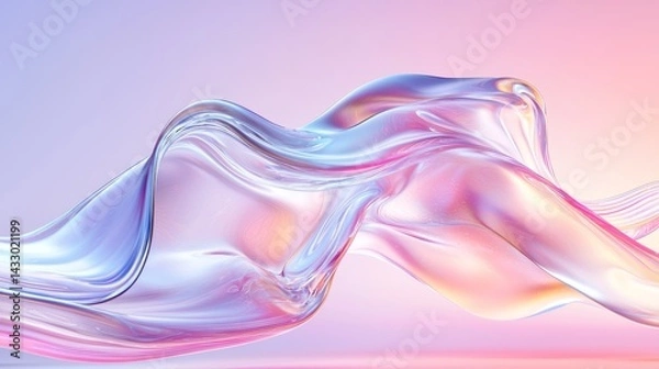 Fototapeta Translucent waves of color flowing in harmonious motion against a soft pastel background