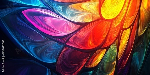 Obraz Colorful abstract design with vibrant swirls and shapes in bright hues creating dynamic visual energy