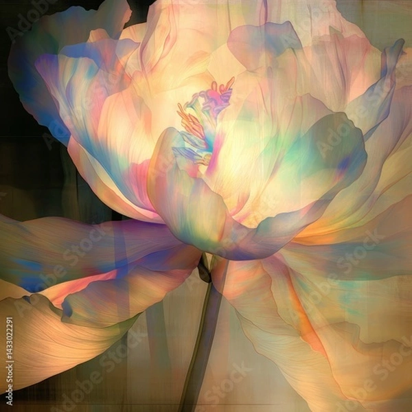 Fototapeta Colorful abstract representation of a flower showcasing vibrant hues in an artistic composition