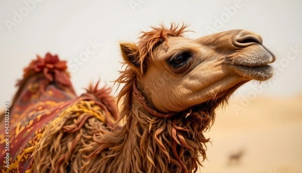 Obraz Close-up of a stunning camel with a long mane standing in its natural habitat
